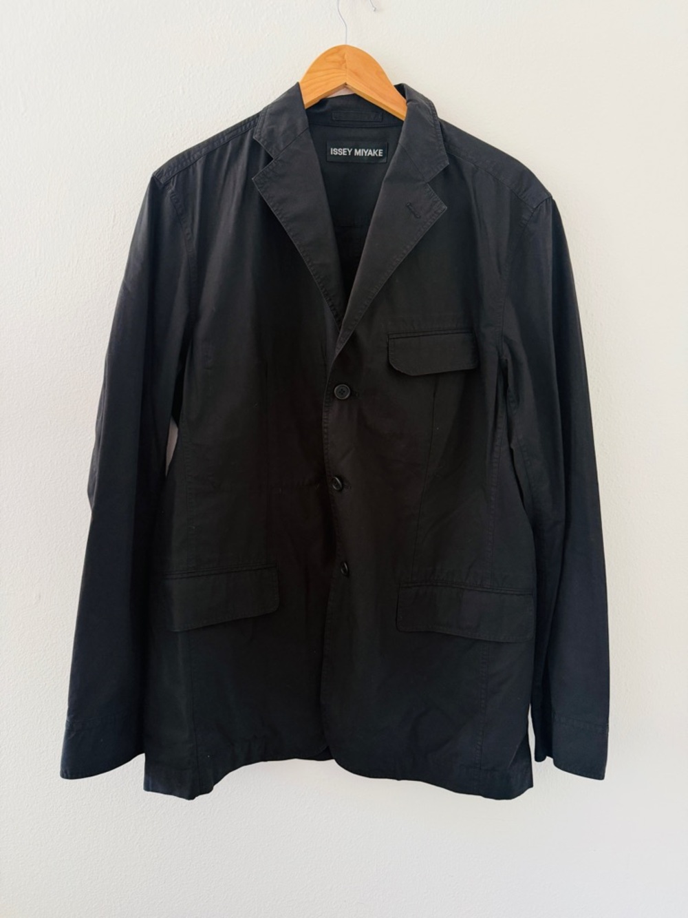 Issey Miyake Men’s Black Button Up Suit Blazer Coat